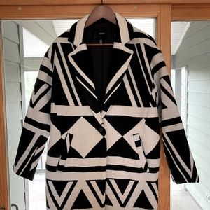 Forever 21 Geometric Patterned Pea Coat - Size M